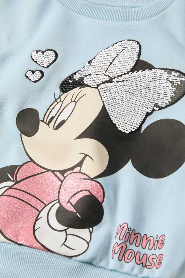 Děti - dívky - Minnie Mouse - mikina - s lesklou aplikací - světle modrá