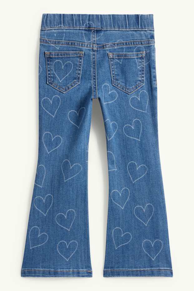 Copii - Fete - Inimă - flared jeans - denim-albastru