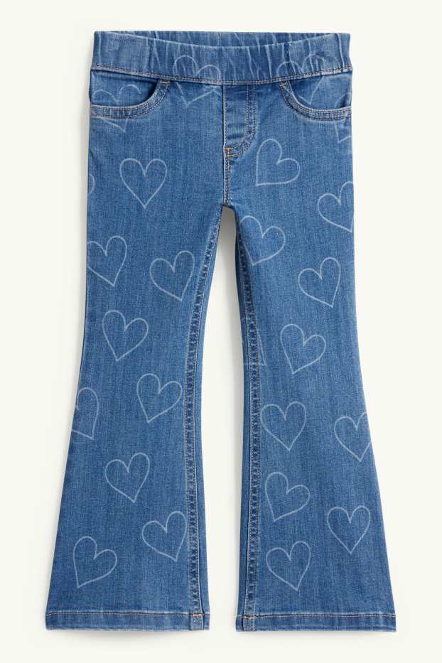 Copii - Fete - Inimă - flared jeans - denim-albastru