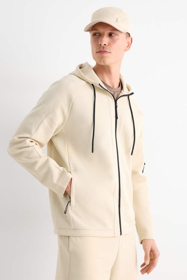 Heren - Sweatvest met capuchon - licht beige