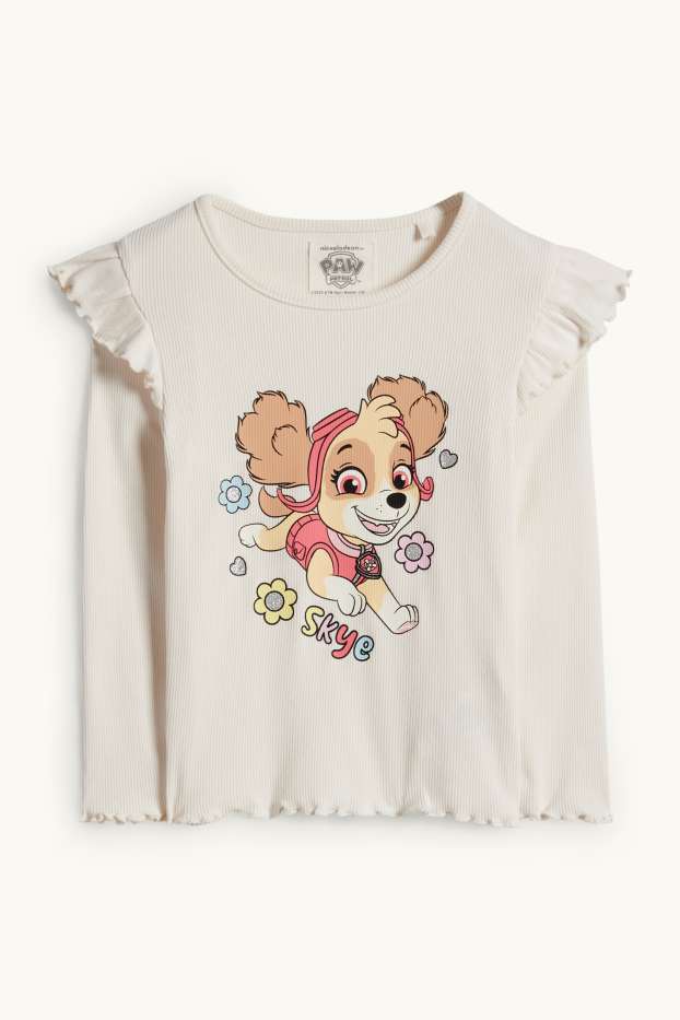 Enfants filles - Pat' Patrouille - Stella - haut à manches longues - finition côtelée - finition brillante - blanc crème