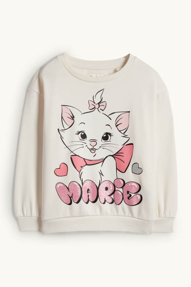 Kinderen: meisjes - Aristocats - sweatshirt - glanseffect - crème wit