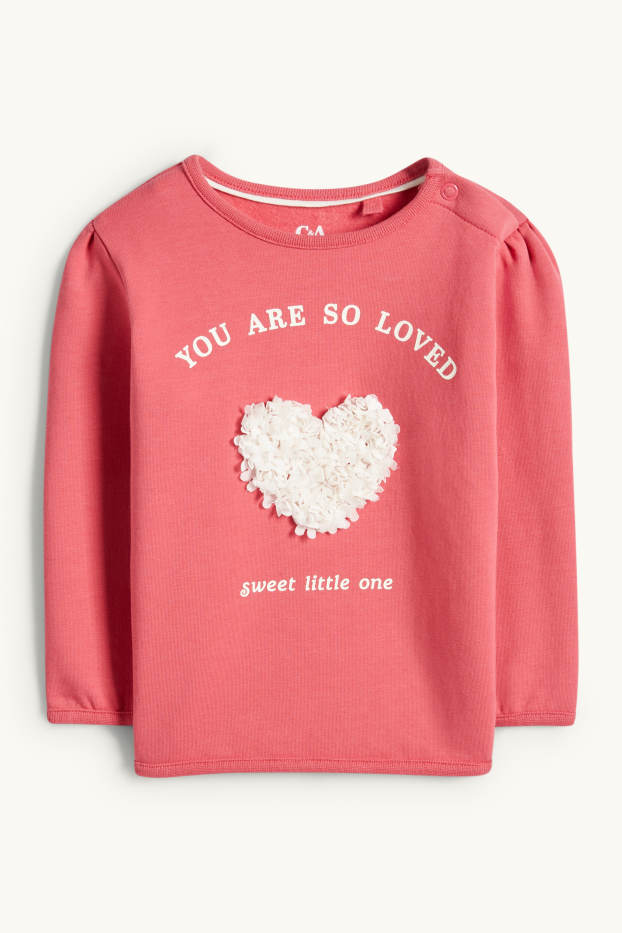 Bebeluși - fete - Inimioare - compleu bebeluși - 2 piese - roz închis