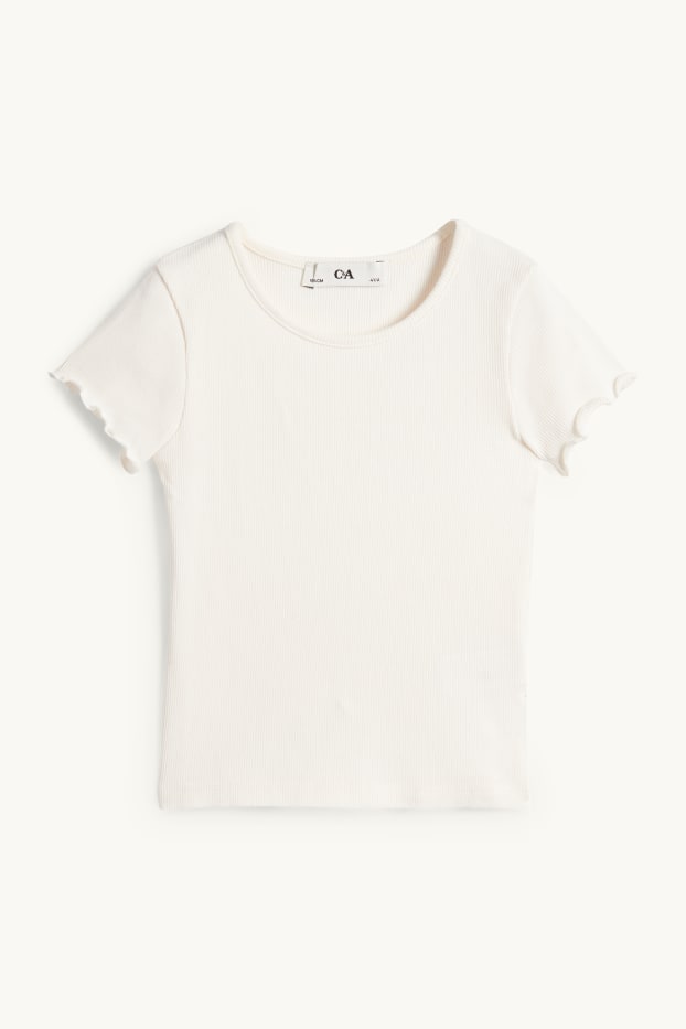 Bambine - Motivo cuori - set - t-shirt e salopette di jeans - 2 pezzi - fucsia