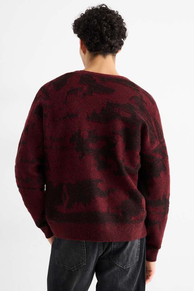 Hombre - Cárdigan - estampado - burdeos