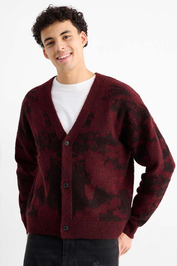 Hombre - Cárdigan - estampado - burdeos