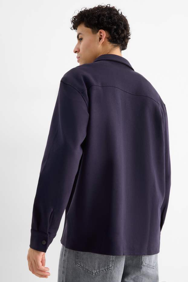 Hommes - Veste-chemise - relaxed fit - col kent - bleu foncé