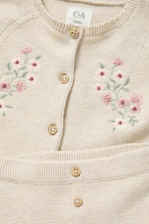 Baby Girls - Floral - baby outfit - 2 piece - light beige