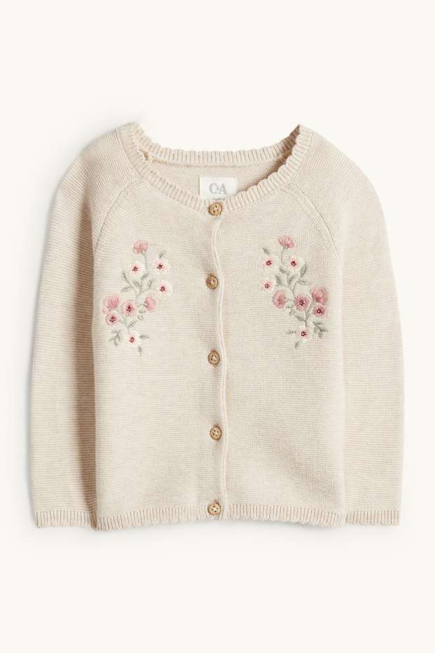 Baby Girls - Floral - baby outfit - 2 piece - light beige