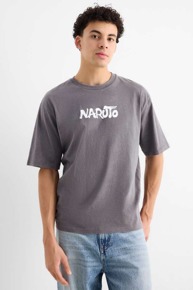 Home - Samarreta de mànigues curtes - oversized - Naruto - gris fosc