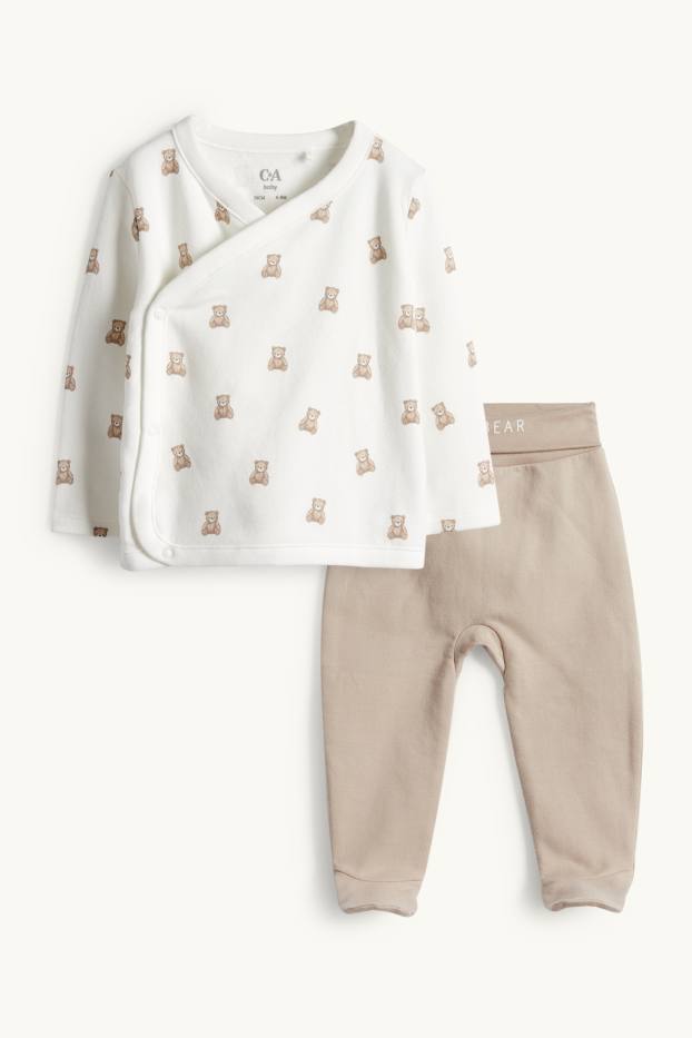 Unisexe - Teddy bear - tenue nouveau-né - 2 pièces - blanc / beige