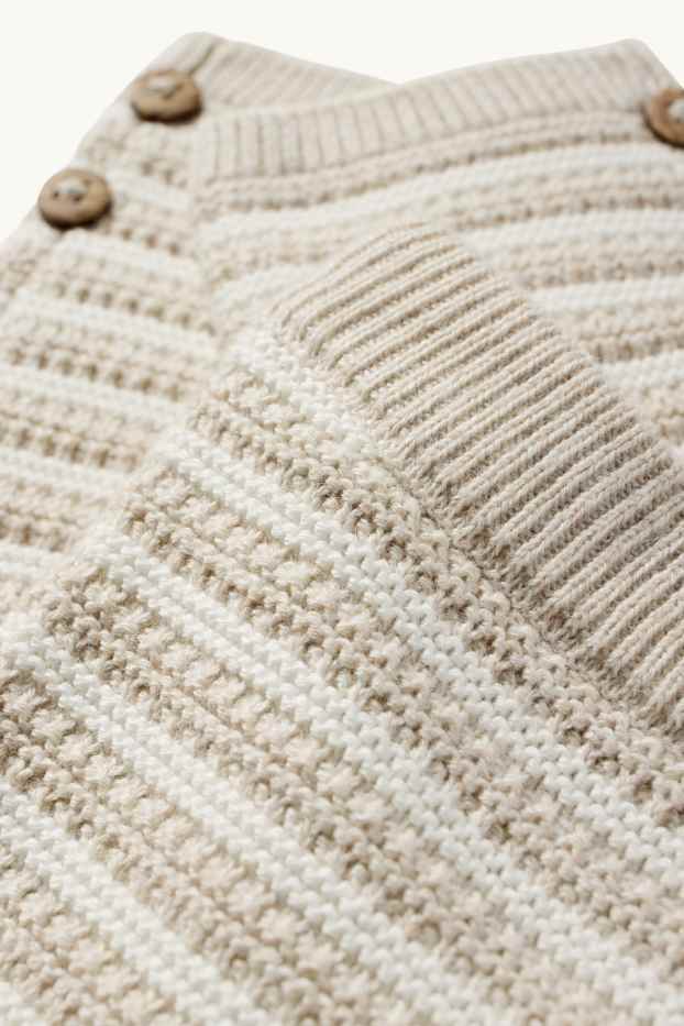 Unisex - Pletené legíny pro miminka - pruhované - strukturované - světle béžová