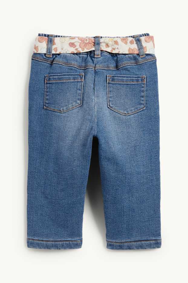 Baby: meisjes - Babyspijkerbroek - thermojeans - jeansblauw