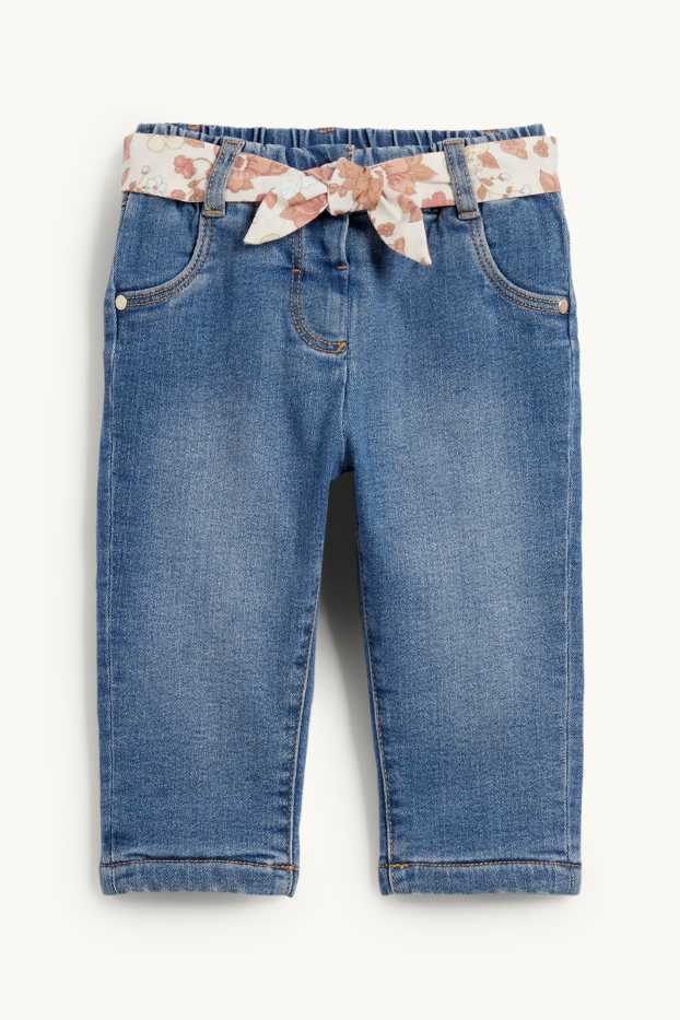 Baby: meisjes - Babyspijkerbroek - thermojeans - jeansblauw