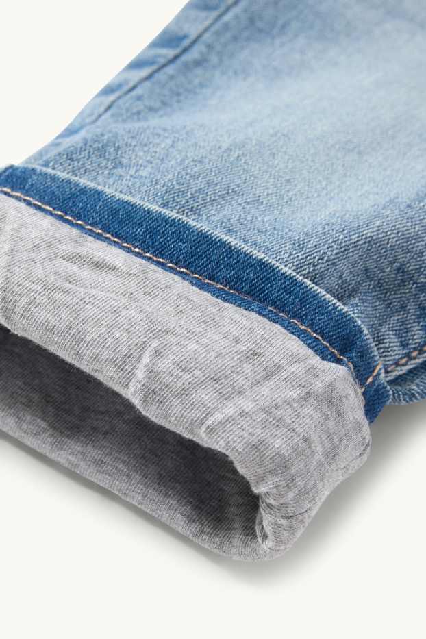 Baby Girls - Floral - baby jeans - thermal jeans - denim-light blue