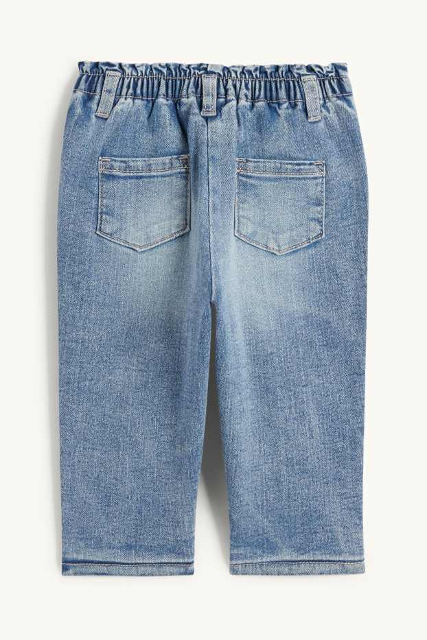 Baby Girls - Floral - baby jeans - thermal jeans - denim-light blue