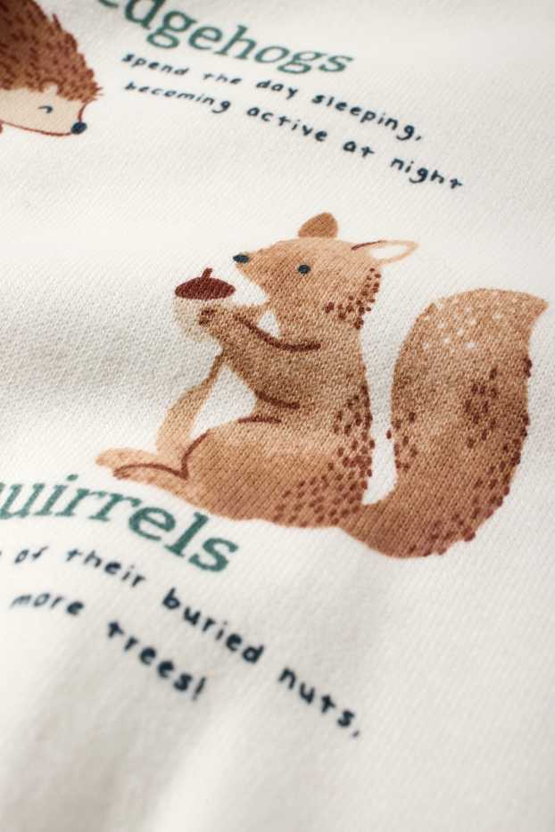 Bébés garçons - Animaux de la forêt - bas de jogging bébé - blanc crème