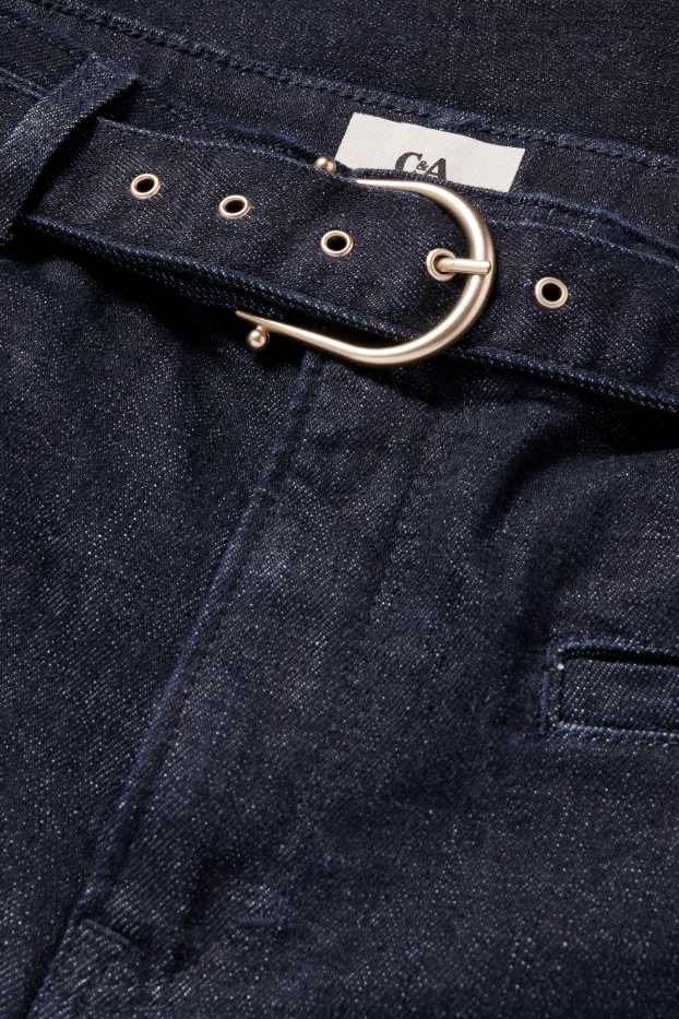 Damen - Flared Jeans mit Gürtel - High Waist - LYCRA® - dunkeljeansblau