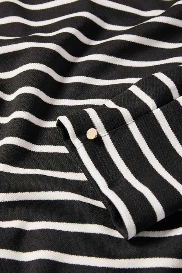 Damen - Langarmshirt - Regular Fit - gestreift - schwarz