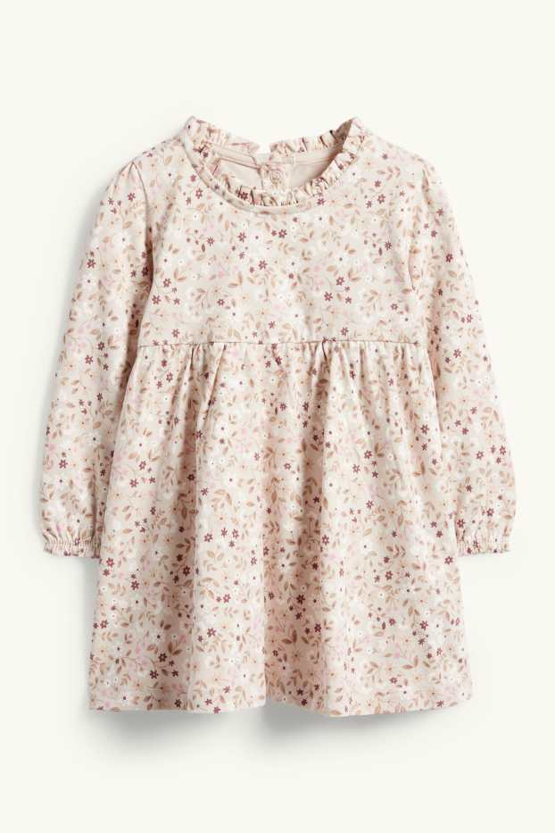 Baby Mädchen - Blümchen - Baby-Crochet-Outfit - 2 teilig - hellbeige