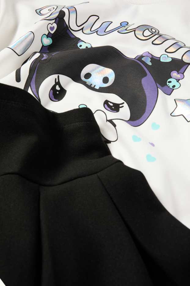 Bambine - Kuromi - set - felpa e gonna - 2 pezzi - nero / bianco