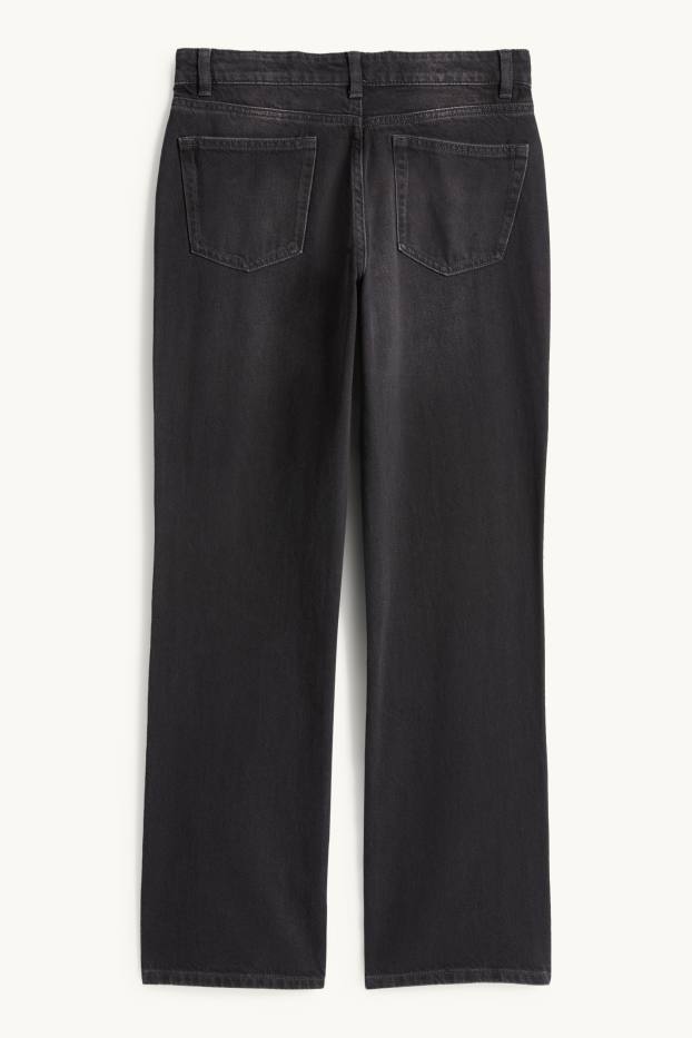 Women - Straight jeans - low-rise waist - denim-dark gray