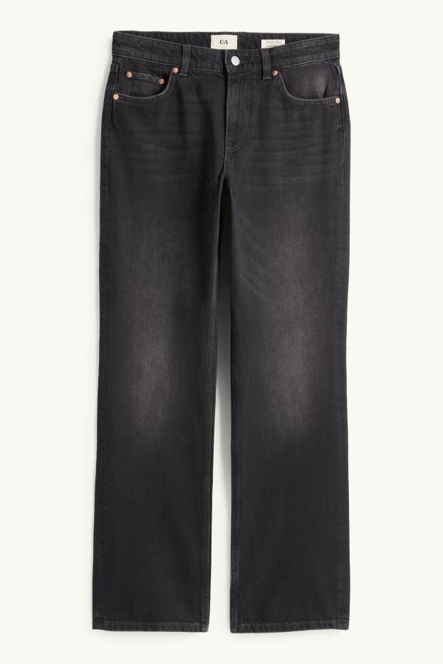 Women - Straight jeans - low-rise waist - denim-dark gray