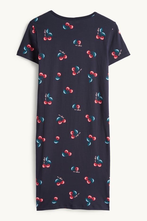 Damen - Nachthemd - gemustert - dunkelblau