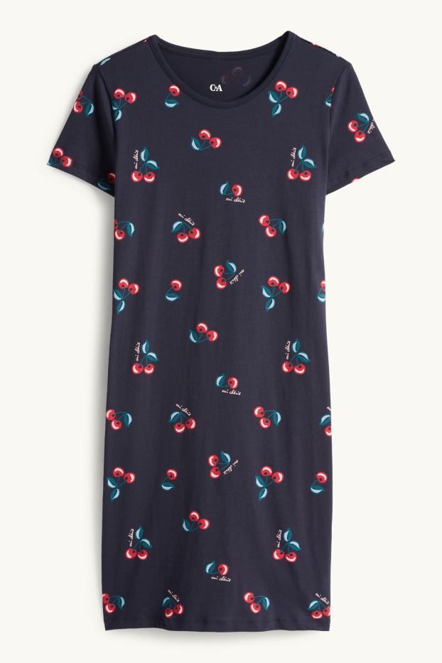 Damen - Nachthemd - gemustert - dunkelblau