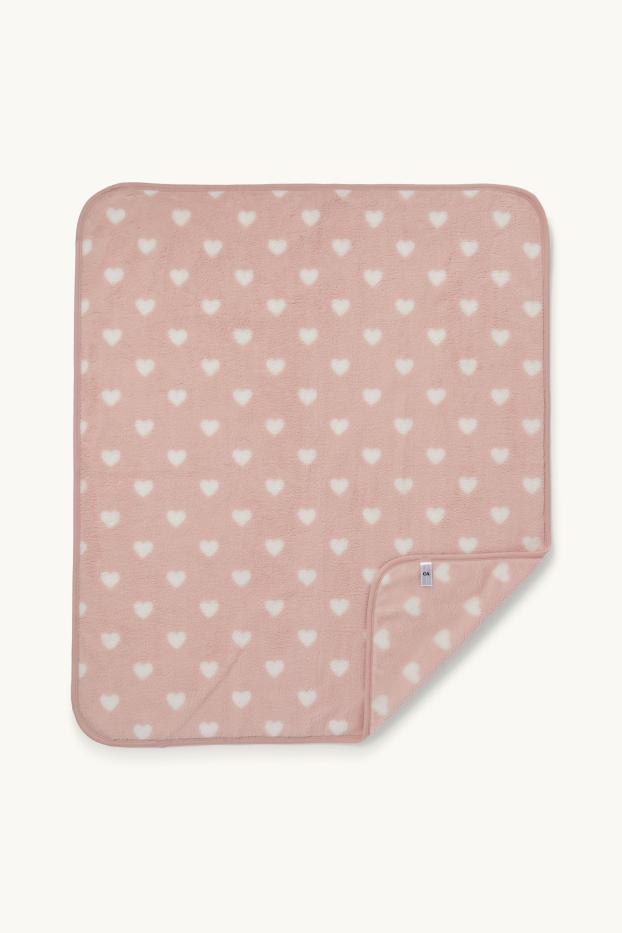 Baby Girls - Heart - baby blanket - 100 x 85 cm - rose