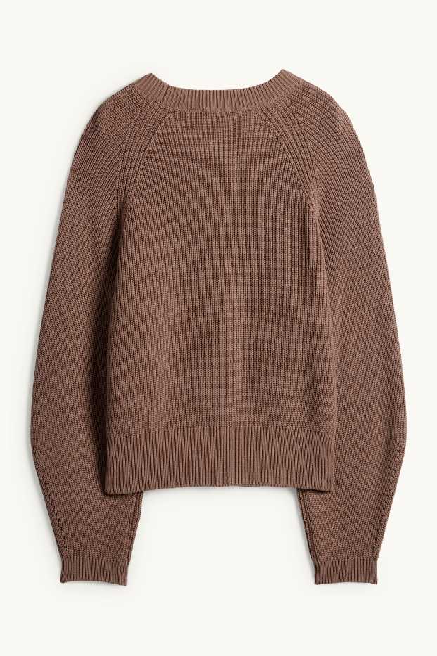 Women - Jumper - ribbed - brown