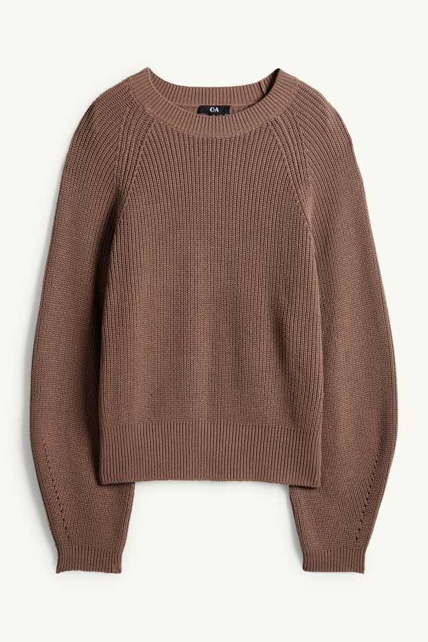 Women - Jumper - ribbed - brown