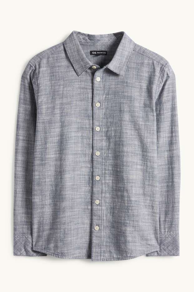 Kinder Buben - Hemd - gestreift - grau