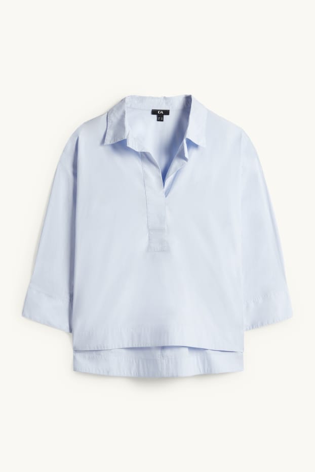 Dames - Blouse met V-hals - lichtblauw