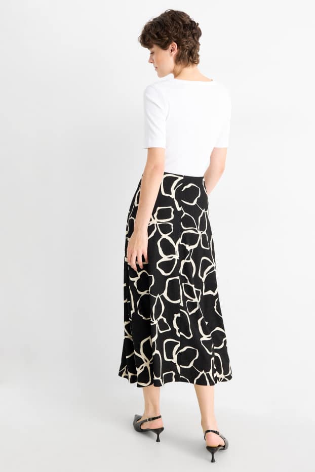 Femmes - Jupe - à fleurs - noir / blanc