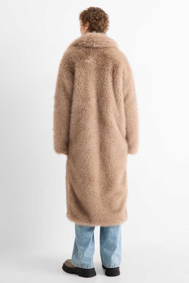 Dames - Jas van imitatiebont - lichtbruin