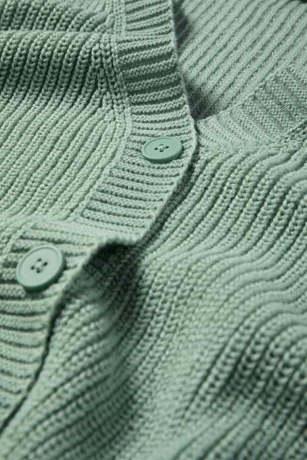 Damen - Strickjacke - gerippt - hellgrün