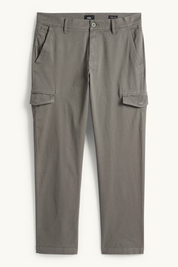 Bărbați - Pantaloni cargo - tapered fit - structurați - gri închis