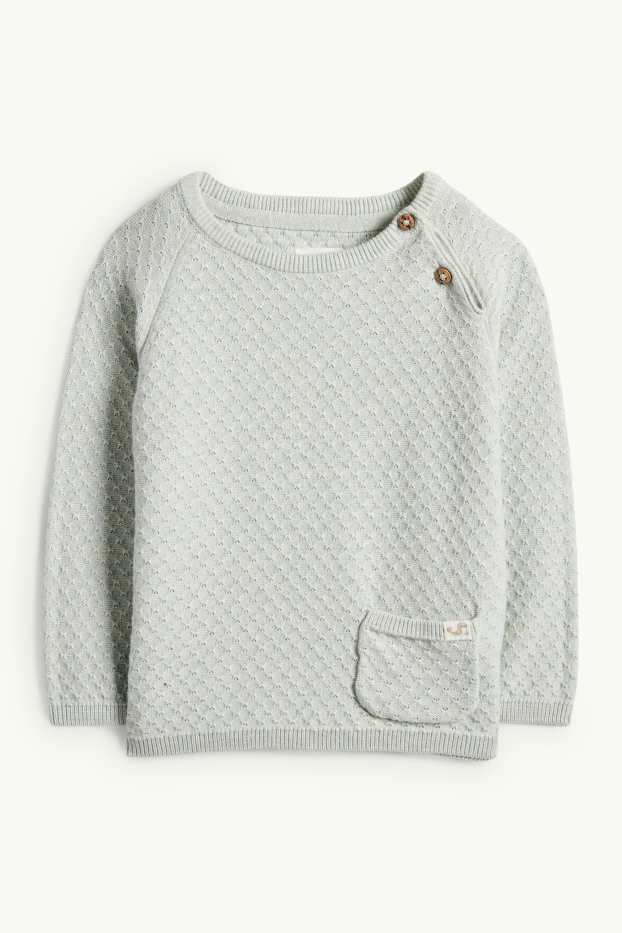 Unisex - Zeehond - babytrui - met structuur - mintgroen