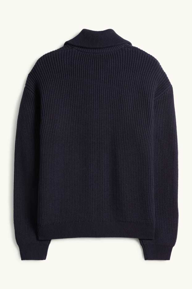 Hommes - Gilet en maille - finition côtelée - bleu foncé