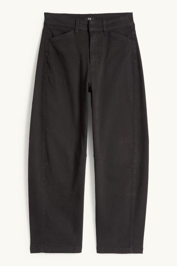 Mujer - Pantalón de tela - high waist - barrel leg - negro