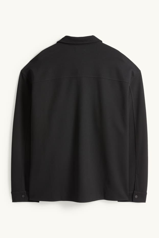 Hommes - Veste-chemise - relaxed fit - col kent - noir