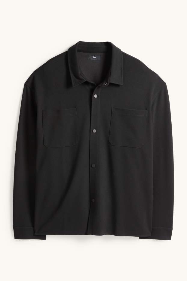Hommes - Veste-chemise - relaxed fit - col kent - noir