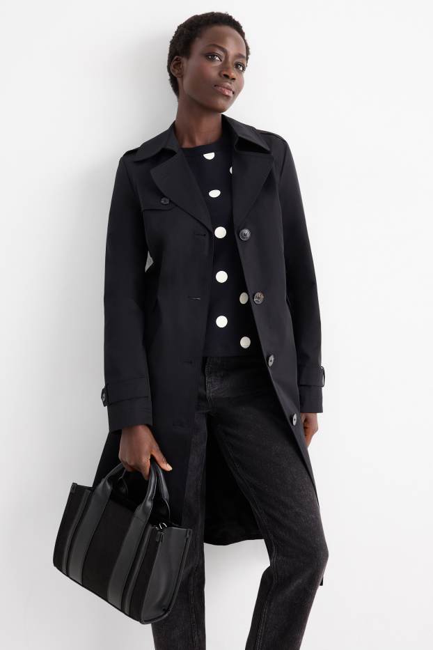 Donna - Shopper piccola con spallaccio staccabile - similpelle - nero