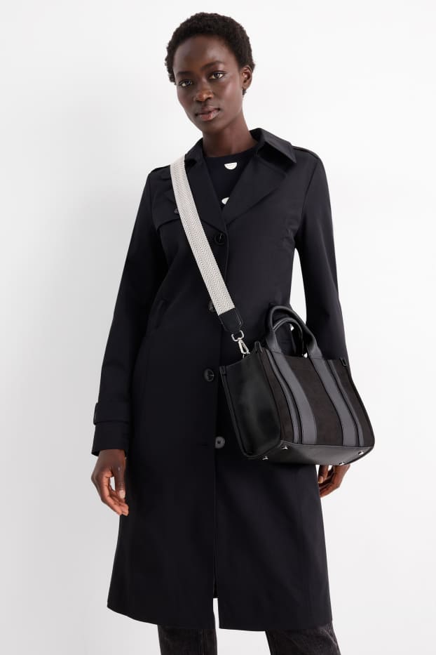 Donna - Shopper piccola con spallaccio staccabile - similpelle - nero