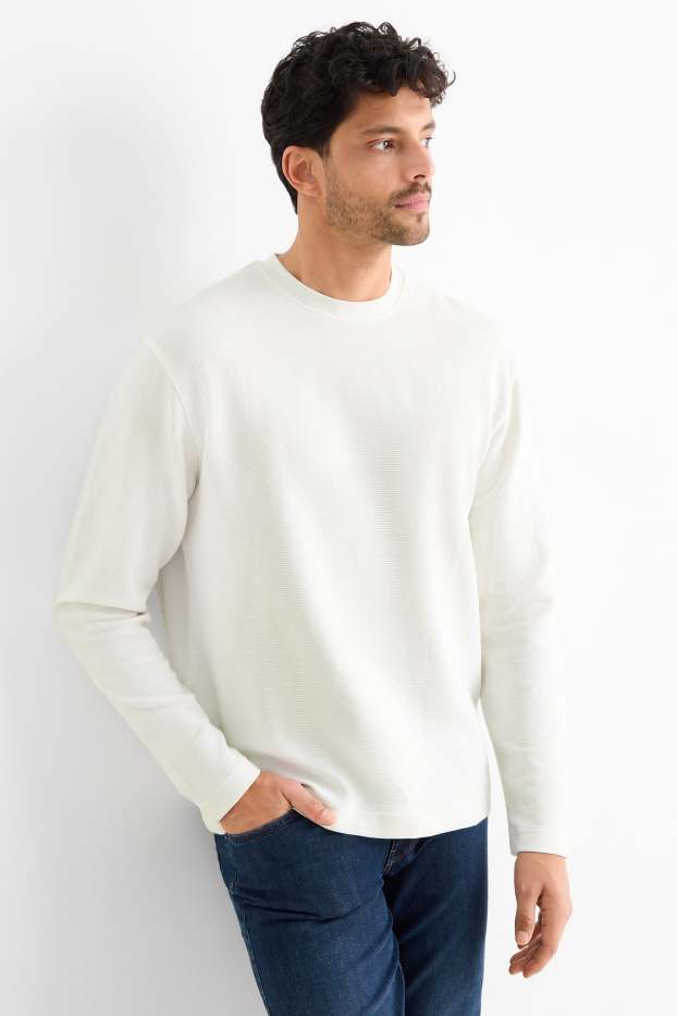 Home - Samarreta de màniga llarga - relaxed fit - acanalada - blanc
