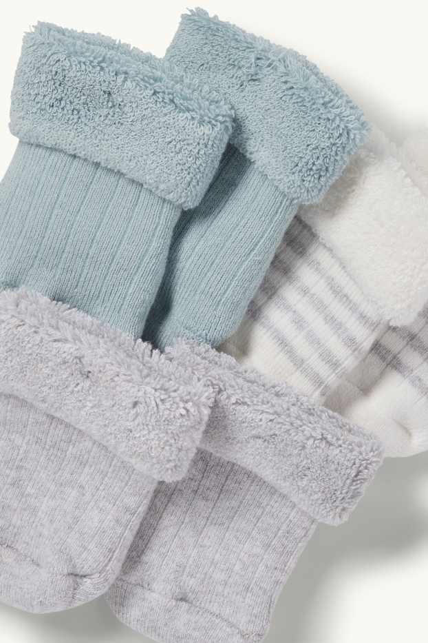 Baby Buben - Multipack 3er - Erstlings-Socken - gerippt - Winter - hellgrau