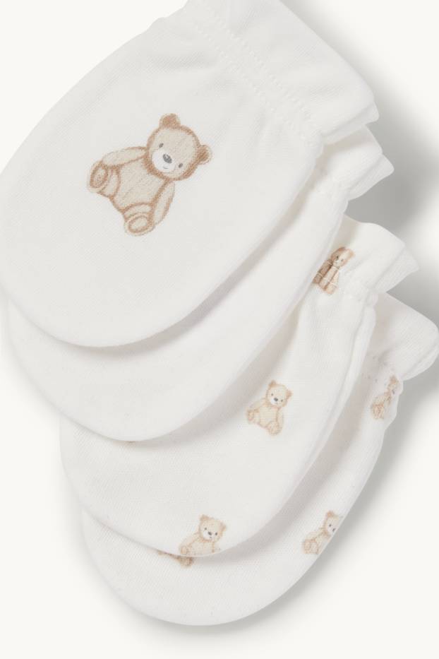 Unisex - Confezione da 2 - orsacchiotto - guanti antigraffio - bianco