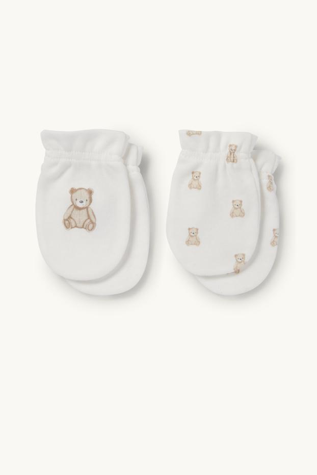 Unisex - Confezione da 2 - orsacchiotto - guanti antigraffio - bianco