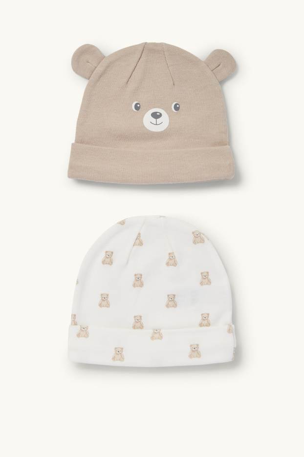 Unisex - Multipack 2 buc. - ursuleți - căciulă bebeluși - alb